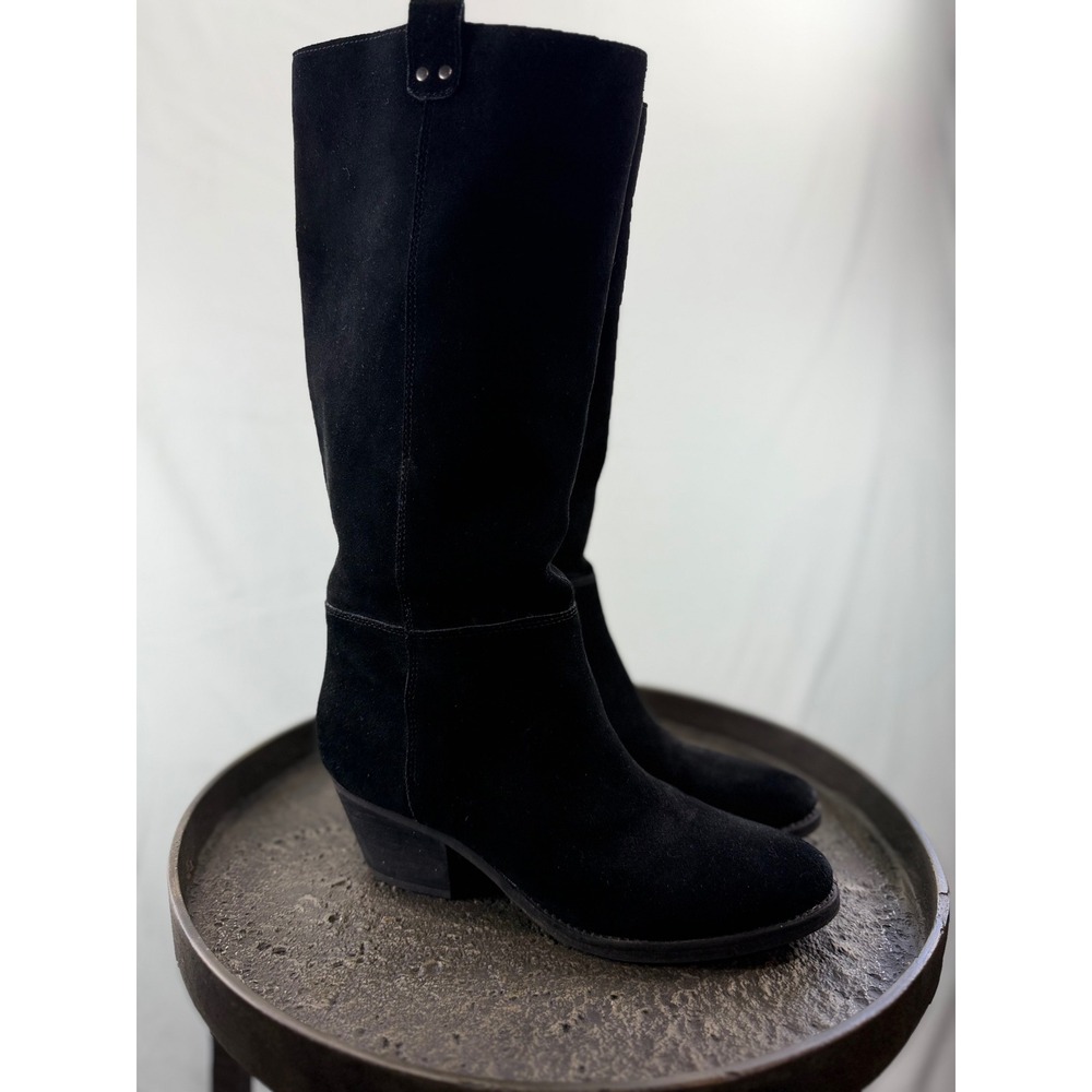 Crown Vintage Black Suede Knee High Black Boots Women's 9M